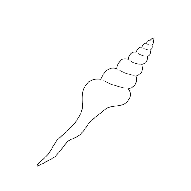 Silueta en blanco y negro de una concha de mar Dibujo de contorno Ilustración vectorial
