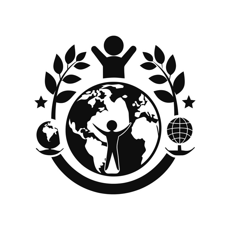 silueta en blanco y negro del día de los derechos humanos