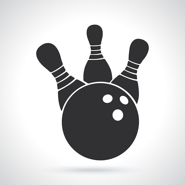 Silueta de bola de boliche derriba alfileres Equipo deportivo Ilustración vectorial