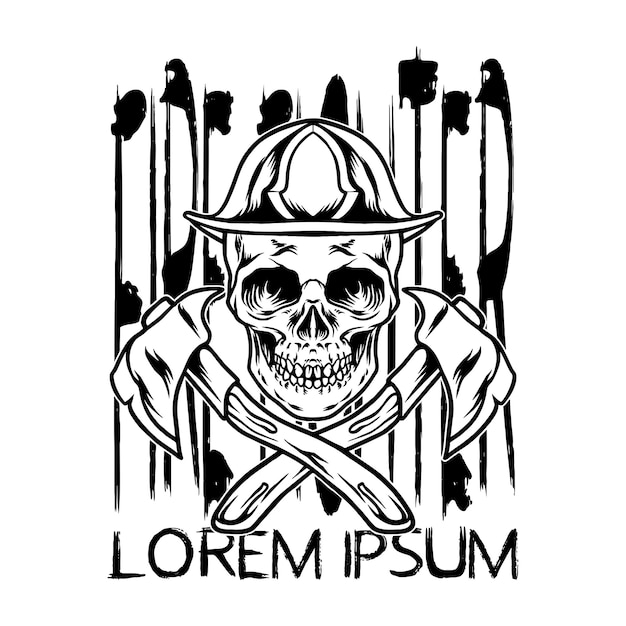 Silueta de bombero de calavera