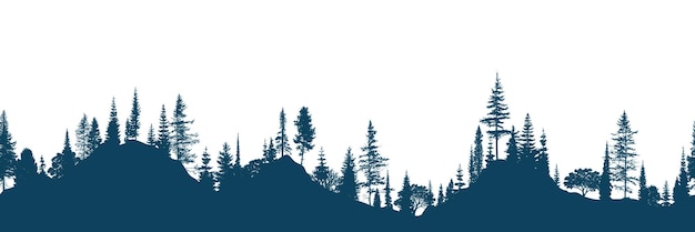 Silueta de un bosque sin costuras aislado en blanco