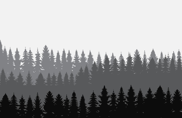 Silueta bosque naturaleza diseño vector