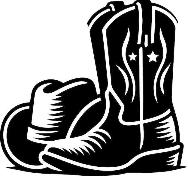 La silueta de las botas de vaquero y vaquero