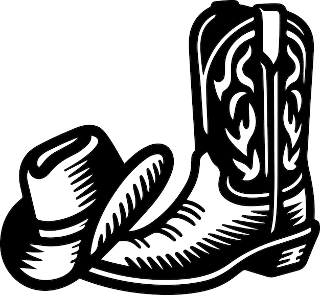 La silueta de las botas de vaquero y vaquero