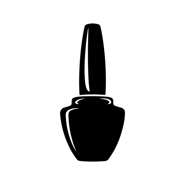 Silueta de una botella de esmalte de uñas sobre un fondo blanco
