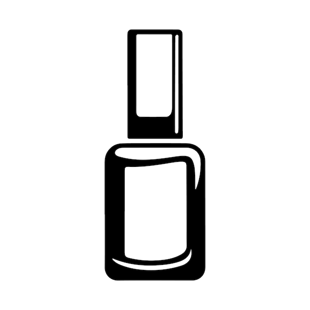 Silueta de una botella de esmalte de uñas sobre un fondo blanco