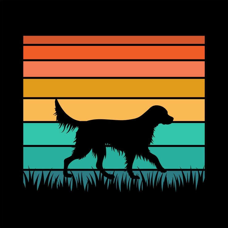 Vector silueta de brittany de pie con el vector de diseño de la camiseta brittany spaniel vintage sunset
