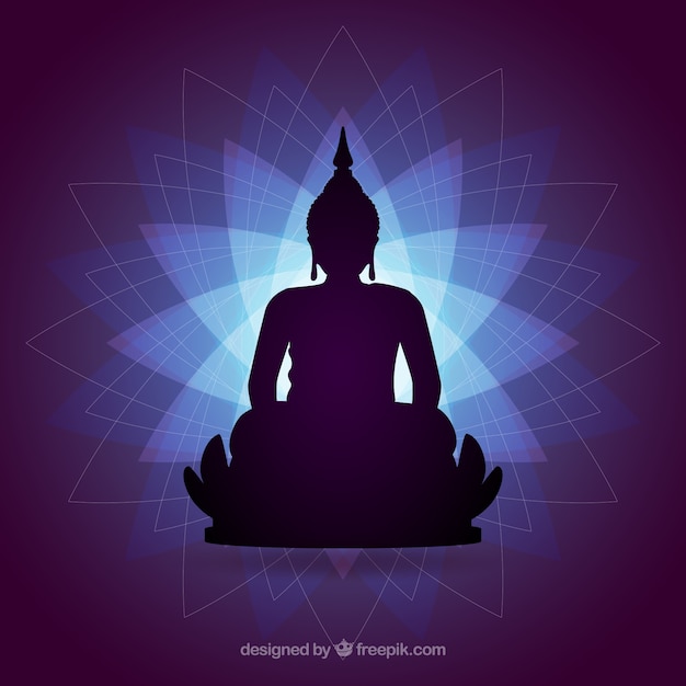 Silueta de budha con diseño plano