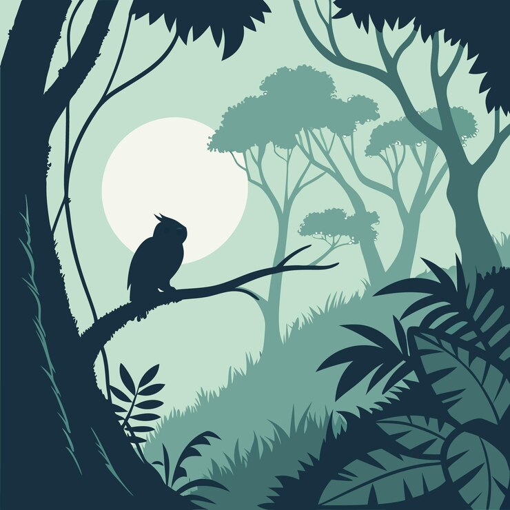 La silueta del búho nocturno el bosque la noche la luz de la luna el búho el pájaro noturno el búho en la naturaleza