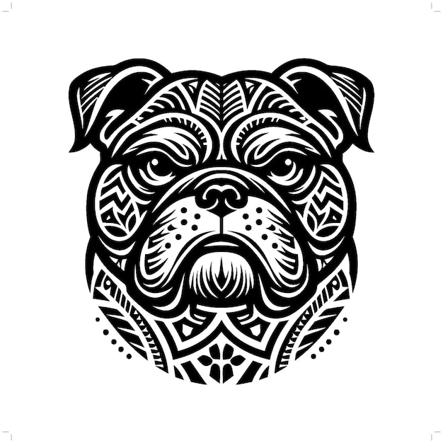 silueta de bulldog en la ilustración tribal de la polinesia étnica de animales