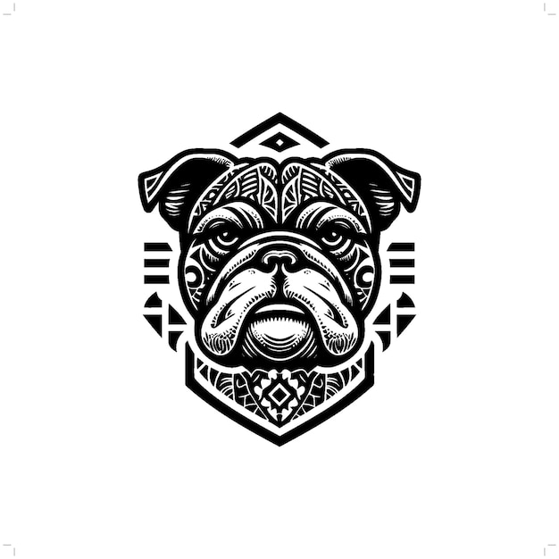 silueta de bulldog en la ilustración tribal de la polinesia étnica de animales