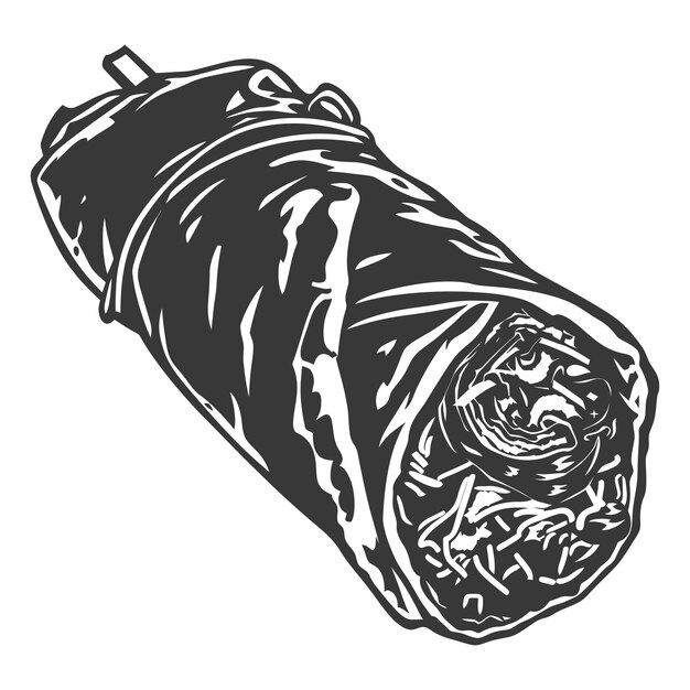 Vector silueta burrito comida color negro sólo