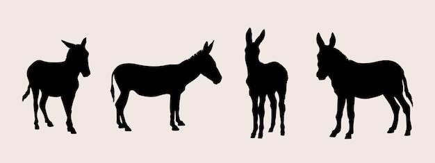 Vector silueta de burro dibujada a mano