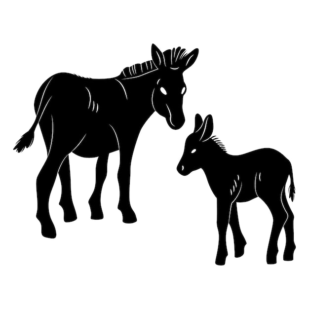 Vector silueta de burro dibujada a mano