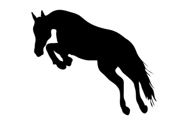 silueta de caballo corriendo sobre fondo blanco vector aislado