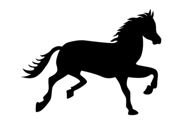 Silueta de caballo corriendo en vector de fondo blanco