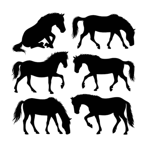 Silueta de caballo Ilustración vectorial de un juego de caballos lindos Silueta