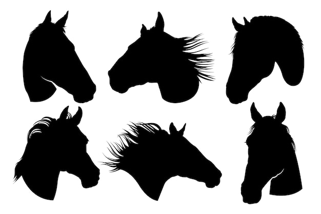 Silueta de cabeza de caballo dibujada a mano