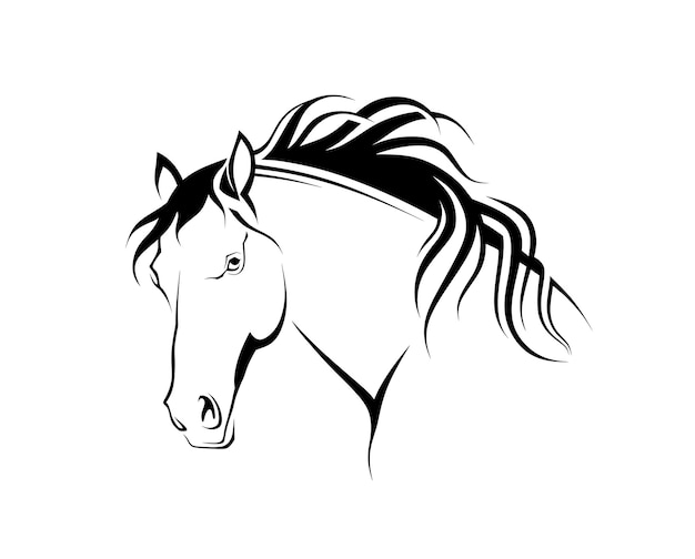 silueta, cabeza, caballo