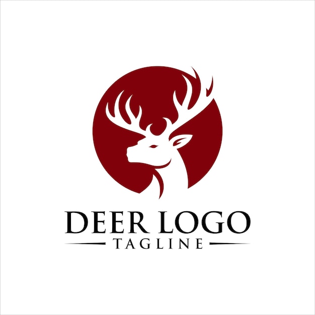 silueta de cabeza de ciervo logotipo de ciervo plantilla de ilustración vectorial
