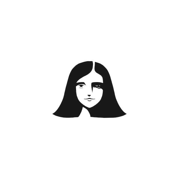 silueta de cabeza de mujer dibujada a mano