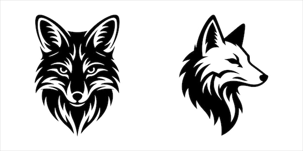 Silueta de cabeza de zorro blanco y negro