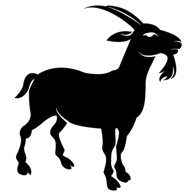 Silueta de cabra icono símbolo logotipo diseño negro ilustración vectorial