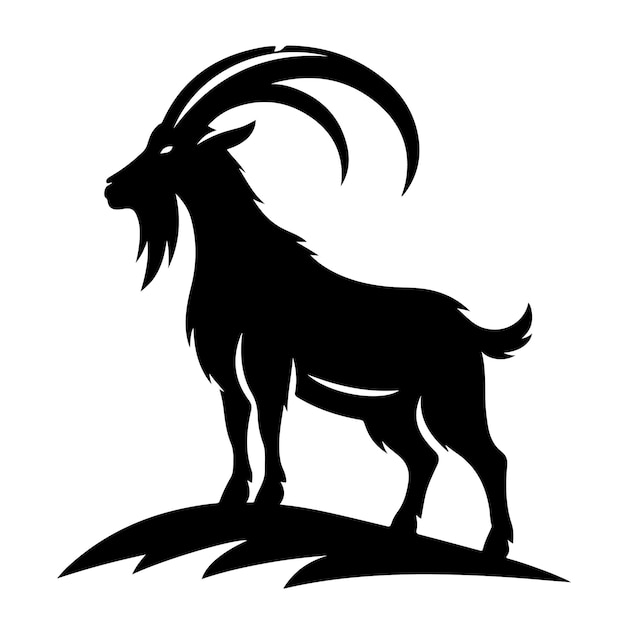 Silueta de cabra icono símbolo logotipo diseño negro ilustración vectorial