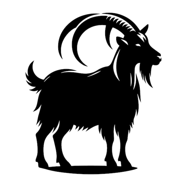 Silueta de cabra icono símbolo logotipo diseño negro ilustración vectorial