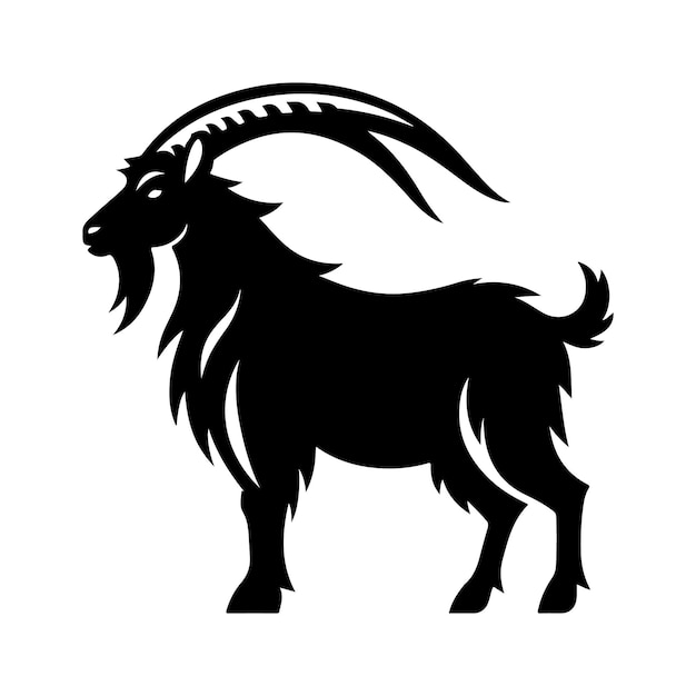 Silueta de cabra icono símbolo logotipo diseño negro ilustración vectorial