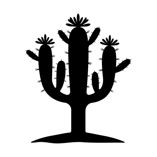 Silueta de un cactus en el desierto Ilustración vectorial plana