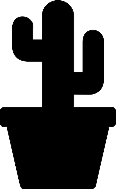 Silueta de cactus simple en icono de maceta en ilustración vectorial de estilo plano
