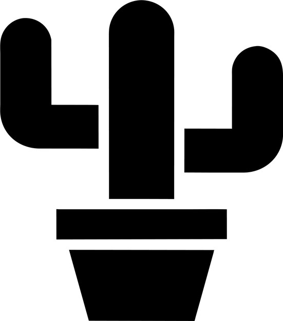 Silueta de cactus simple en icono de maceta en ilustración vectorial de estilo plano