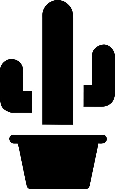 Silueta de cactus simple en icono de maceta en ilustración vectorial de estilo plano