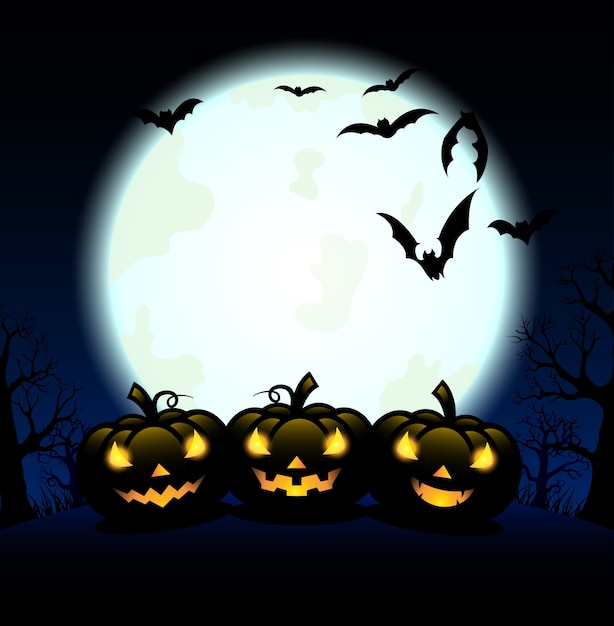 Vector silueta, calabaza, talla, y, murciélago, para, halloween, día