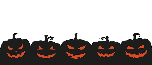Silueta de calabazas de Halloween sobre fondo blanco