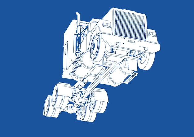 Vector silueta de camión sobre fondo azul vectorx9