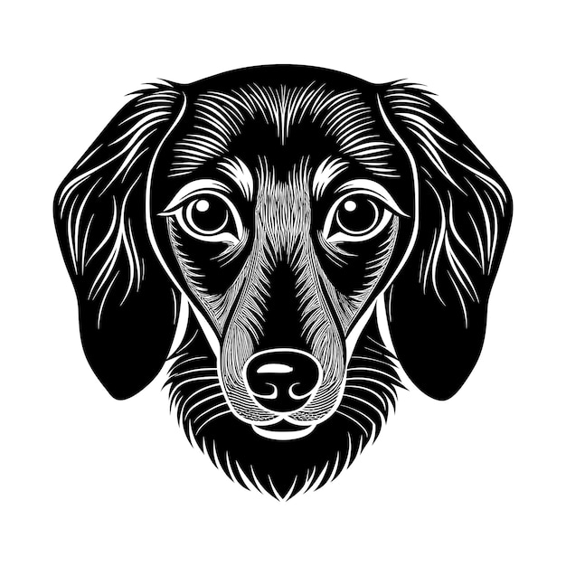 Vector silueta de la cara del dachshund aislada en blanco