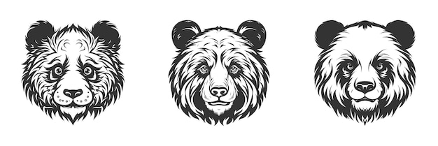 Silueta de cara de oso panda ilustración vectorial