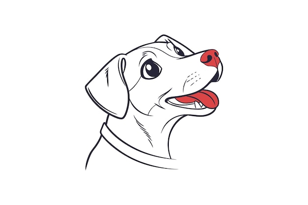 silueta de cara de perro ilustración vectorial de arte de línea sobre fondo blanco