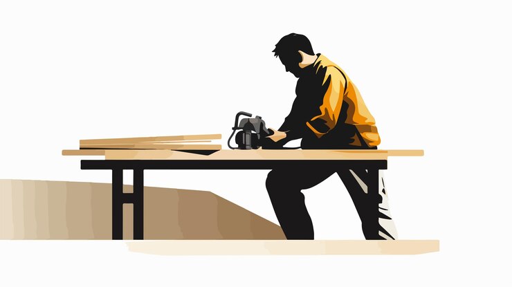 Vector silueta de carpintero profesional sobre un fondo blanco