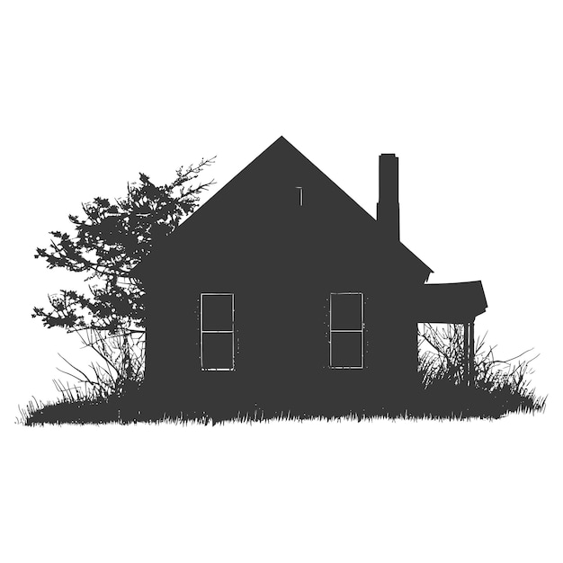 Silueta de casa o casa abandonada sólo color negro
