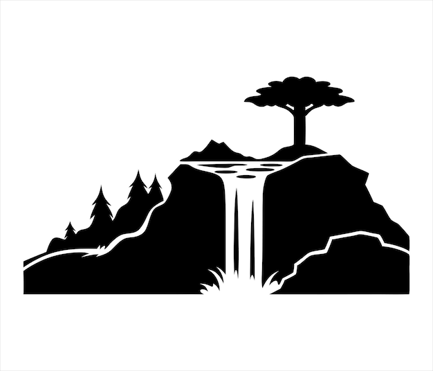 Silueta de una cascada en cascada