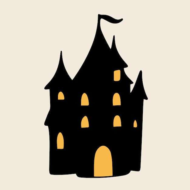 Silueta del castillo aislada sobre un fondo blanco icono del castillo dibujado a mano decoración de halloween vector