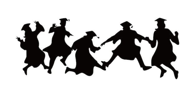 silueta de celebración de graduación. antecedentes de posgrado en educación. feliz ceremonia académica.