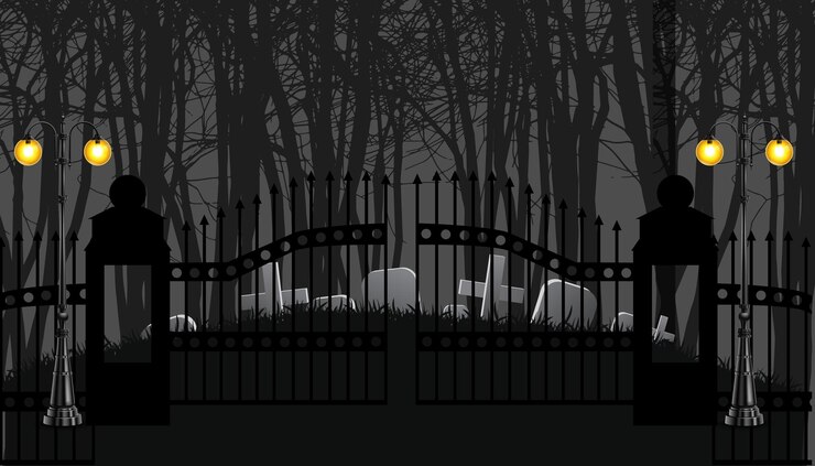 Vector la silueta del cementerio de halloween el fondo abstracto