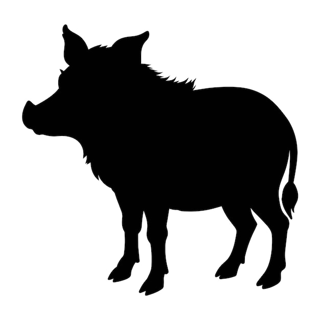 silueta de un cerdo de las verrugas