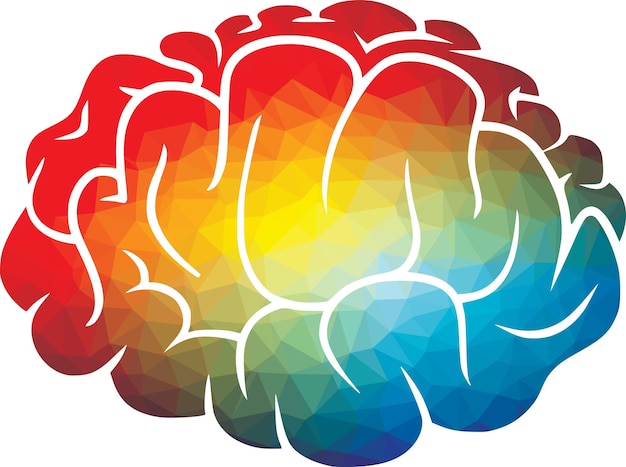 Silueta del cerebro humano con patrón de colores aislado sobre fondo transparente