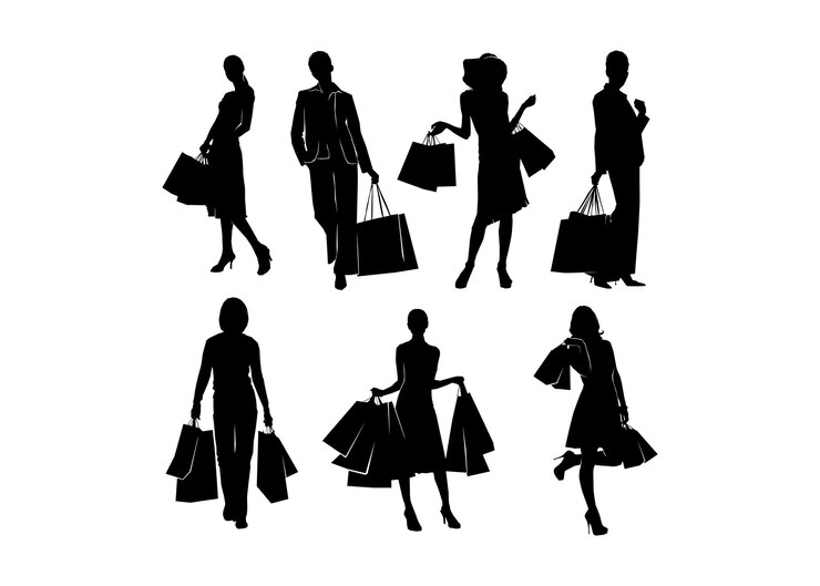 Vector silueta de una chica de compras