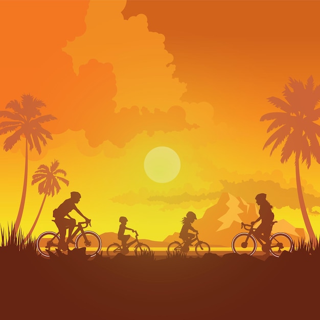 Vector silueta del ciclismo una bicicleta ilustración vectorial.